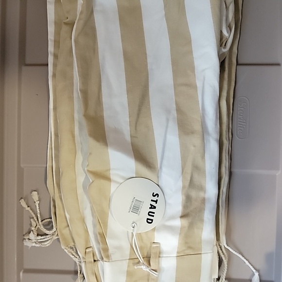 NWT STAUD Zuma Striped Linen Cotton Straight-Leg Fringe Trousers - Picture 5 of 10